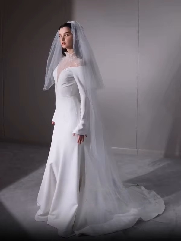 SoDigne Mermaid Lace/Satin Bride Dresses High Neck Full Sleeves Wedding Dress Long Bridal Gowns vestidos de novia Customized 4 SoDigne Mermaid Lace/Satin Bride Dresses High Neck Full Sleeves Wedding Dress Long Bridal Gowns vestidos de novia Customized - Bild 4