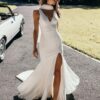 SoDigne Satin Simple Mermaid Wedding Dresses V-neck Sleeveless Elegant Bridal Dress Split Long Bride Gown vestidos de novia 4 S9b6f389f537d4cc389d822e8640e1f98a Cropped