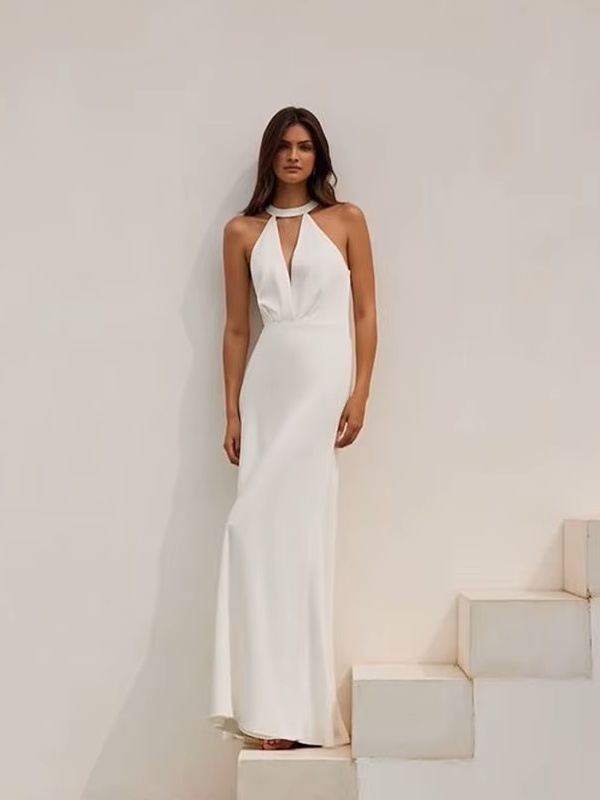 SoDigne Simple Beach Wedding Gown 2024 vestidos de fiesta Halter Sleeveless Bride Dress Long Wedding Party Dress Customized 1 SoDigne Simple Beach Wedding Gown 2024 vestidos de fiesta Halter Sleeveless Bride Dress Long Wedding Party Dress Customized