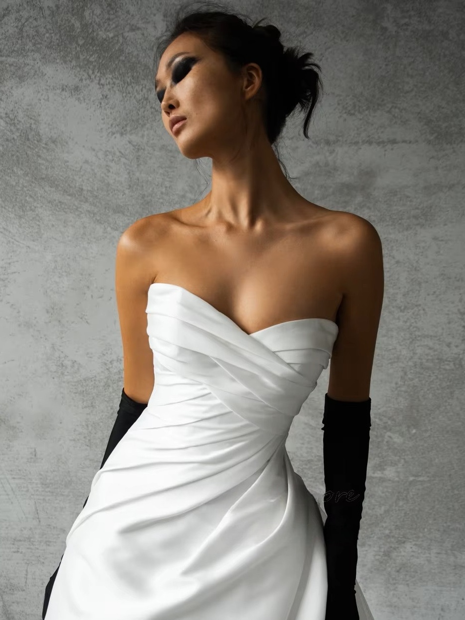 SoDigne A-line Satin Wedding Dress Sweetheart Sleeveless Ruched Bride Dresses 2025 Bridal Gowns Robe De Mairee Customized 4 SoDigne A-line Satin Wedding Dress Sweetheart Sleeveless Ruched Bride Dresses 2025 Bridal Gowns Robe De Mairee Customized - Bild 4