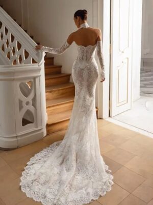 LORIE Vintage Lace Mermaid Wedding Dress Sexy Off Shoulder Long Sleeve Bridal PartryGown Backless Princess Bride Gown Customized 5 Sb379f63e80294b4c8505efdf91c2bef0b Cropped