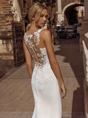 Alternative view of SoDigne Elegant Mermaid Wedding Dresses V-neck Sleeveless Satin Bridal Gown Appliques Long Beach Bridal Dress vestidos de novia