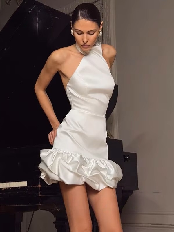Elegant Mini Ivory Wedding Dress For Women Sleeveless Simple Halter Sexy Open Back Gown Short Ball Gowns Vestido Customized 2025 3 Elegant Mini Ivory Wedding Dress For Women Sleeveless Simple Halter Sexy Open Back Gown Short Ball Gowns Vestido Customized 2025 - Bild 3