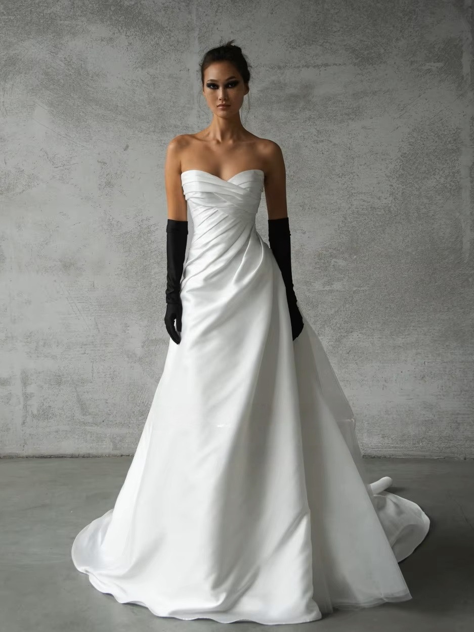 SoDigne A-line Satin Wedding Dress Sweetheart Sleeveless Ruched Bride Dresses 2025 Bridal Gowns Robe De Mairee Customized 1 SoDigne A-line Satin Wedding Dress Sweetheart Sleeveless Ruched Bride Dresses 2025 Bridal Gowns Robe De Mairee Customized