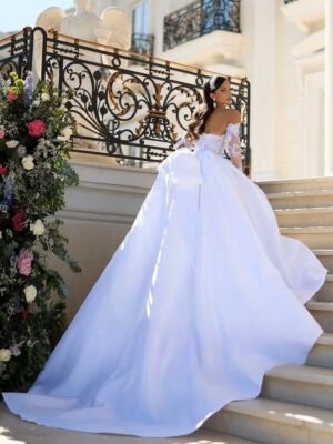 Alternative view of SoDigne A-line Satin/Lace Wedding Dresses Strapless Detachable Sleeves Bridal Dress Elegant 2025 Wedding Gown Custom Made ﻿