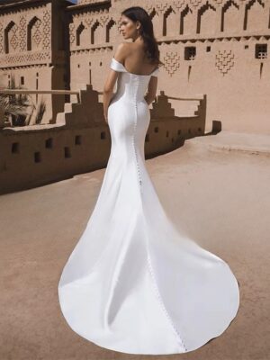 Alternative view of BIGDAY Satin Mermaid Wedding Dress Women 2025 Off The Shoulder Open Back Pleat Boat-Neck Bridal Gown Vestido De Noiva Customized
