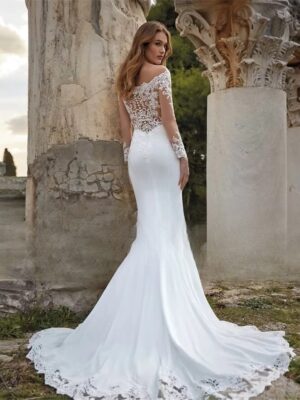 Alternative view of Exquisite Lace Mermaid Wedding Dress Women 2025 Long Sleeve Off The Shoulder Appliqued Bridal Gown Vestidos De Noiva Customized