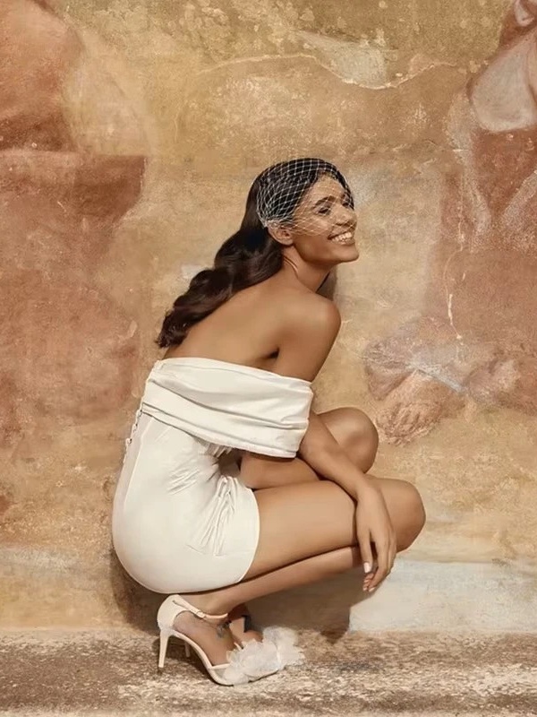 Exquisite Mermaid Wedding Dresses Strapless Pleat Off Shoulder Mini Bride Dresses Sexy Backless Detachable Train Customized 2025 3 Exquisite Mermaid Wedding Dresses Strapless Pleat Off Shoulder Mini Bride Dresses Sexy Backless Detachable Train Customized 2025 - Bild 3