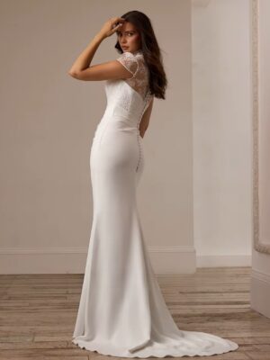 Alternative view of SoDigne Mermaid Lace/Satin  Bride Dresses High Neck Short Sleeves Wedding Dress Long Bridal Gowns vestidos de novia Customized