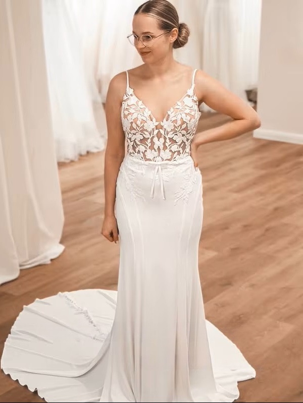 SoDigne Mermaid Satin Appliques Wedding Dresses V Neck Sleeveless Bridal Dress Long Wedding Gown Robe De Mairee Customized 1 SoDigne Mermaid Satin Appliques Wedding Dresses V Neck Sleeveless Bridal Dress Long Wedding Gown Robe De Mairee Customized 