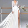 Luxury Long Sleeve Satin Wedding Dress Deep V-Neck Side Split Bridal Gown Vestido De Novia Train Vestidos De Novia Customized 7 Sd20c6af90c684cf49ae5dd9f36aee4f2r Cropped