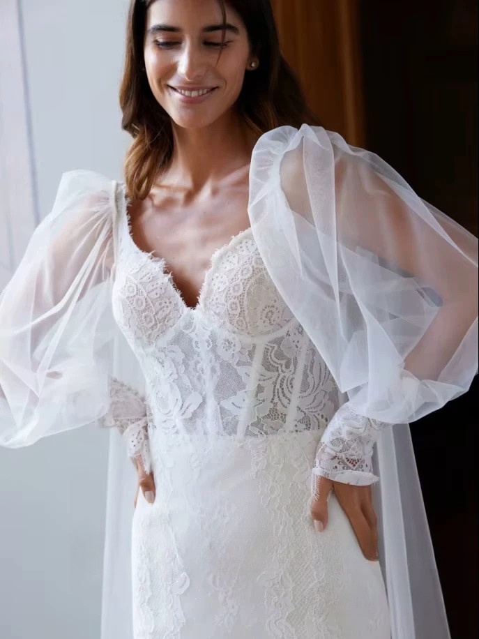 SoDigne Mermaid Boho Wedding Dresses Sweetheart Long Sleeves Lace Bridal Dress 2025 Beach Wedding Gown Robe De Mairee 3 SoDigne Mermaid Boho Wedding Dresses Sweetheart Long Sleeves Lace Bridal Dress 2025 Beach Wedding Gown Robe De Mairee - Bild 3