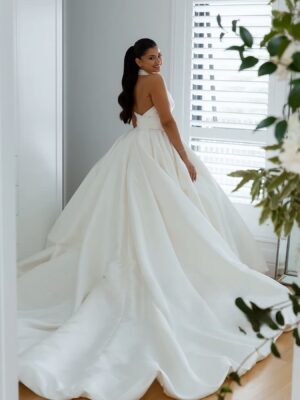 Alternative view of SoDigne A-line Satin Simple Wedding Dresses Sleeveless Halter Bridal Dress Long Wedding Gown Robe De Mairee ﻿Customized