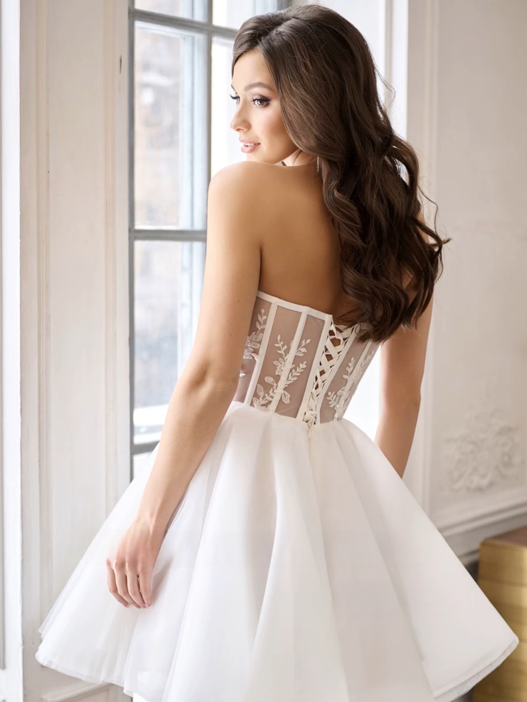 SoDigne A-line Short Wedding Dresses Sweetheart Sleeveless Tulle Mini Bride Dress Simple Lace Up Bridal Gown Vestido De Noiva 2 SoDigne A-line Short Wedding Dresses Sweetheart Sleeveless Tulle Mini Bride Dress Simple Lace Up Bridal Gown Vestido De Noiva - Bild 2