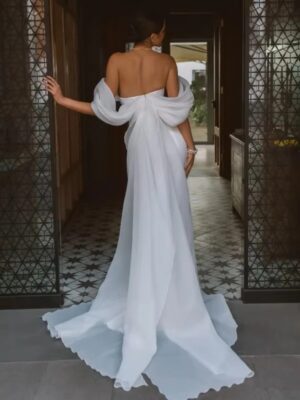 Alternative view of Elegant Sweetheart Mermaid Wedding Dress Women White Off The Shoulder Open Back Bridal Gown Train Vestidos De Novia Customized