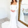 SoDigne Elegant Wedding Dress Mermaid Square Neckline Long Sleeves Backless Satin Bridal Dress Brides Gowns For Women 8 Sf197d8fce4db4a7dbdef099434c3899ff Cropped