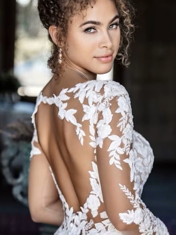 SoDigne Backless Boho Wedding Dresses With Pockets Long Sleeves V Neck Lace Bridal Dress Satin Bride Gowns Customized 4 SoDigne Backless Boho Wedding Dresses With Pockets Long Sleeves V Neck Lace Bridal Dress Satin Bride Gowns Customized - Bild 4