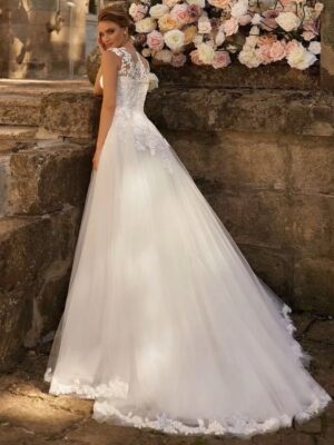 Alternative view of SoDigne Boho Wedding Dresses O-neck Sleeveless A-line Tulle Sleeveless Bridal Dress Long Bride Gown vestidos de novia ﻿